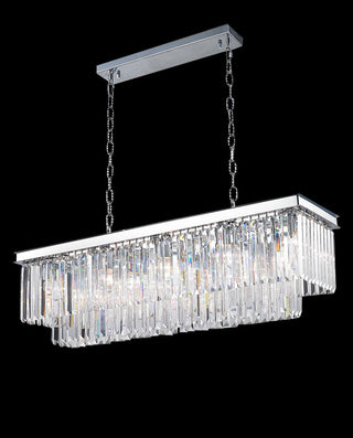 40 Inch Rectangle Chandelier Modern Crystal Chandelier Lighting for Dining Room