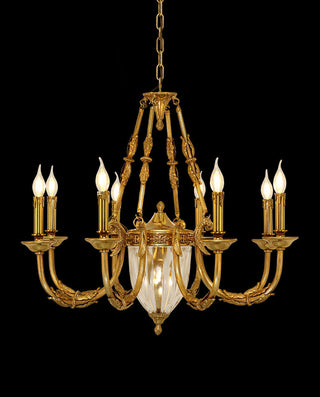 8 Lights Small Empire Style Antique Brass Chandelier Gold Dining Room Chandelier 31X28 Inch