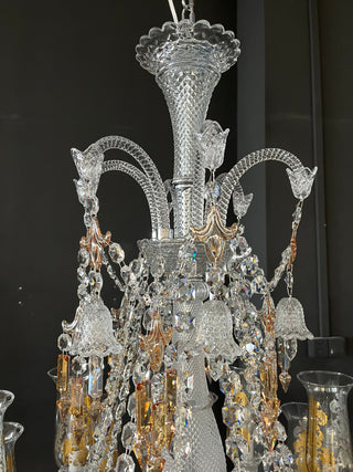 Customize Zenith Chandelier Clear & Amber Baccarat Crystal Lighting 12 Lights