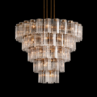 Old Hollywood Tiered Reeded Glass Round Chandelier