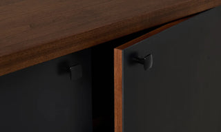 86" Leather Console, White Oak or Walnut Media Cabinet
