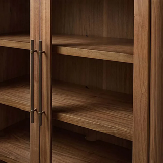 Piermont Glass Door Wood Tall Display Storage Cabinet