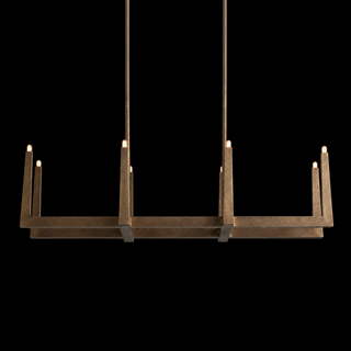 Modern Textured Cast Brass Linear Chandelier