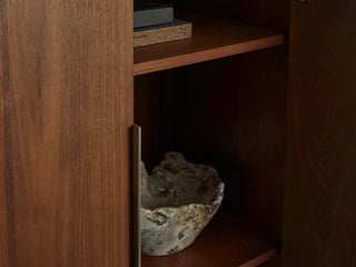Caden Walnut Wood Door Tall Storage Cabinet