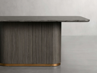 Finley Dining Table: Modern Minimalist Stone Top Column Base Dining Table