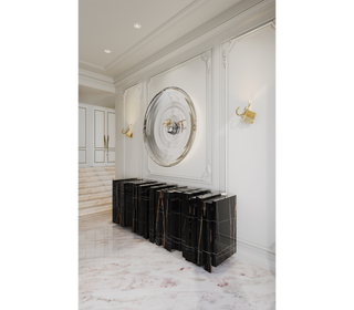 Luxury Sculptural Sideboard Cabinet with Black Gold Finish & Hidden Storage