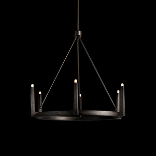 Modern Textured Cast Brass Round Chandelier