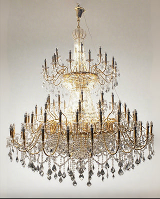 7ft Wide Large Gold Crystal Chandelier for Foyer  83"W 98"H