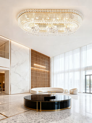 High End Oval Ceiling Asfour Crystal Chandelier 39"W 18"H