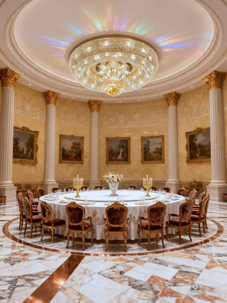 Six Feet Round Flush Mount Gold Crystal Chandelier  71" W 24"H