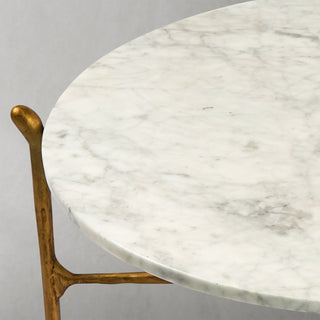 Hand-Forged Metal Round  Horn Marble Coffee Table & Side Table