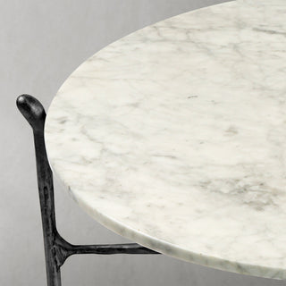Hand-Forged Metal Round  Horn Marble Coffee Table & Side Table