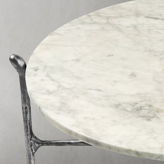 Hand-Forged Metal Round  Horn Marble Coffee Table & Side Table