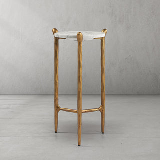 Hand-Forged Metal Round  Horn Marble Coffee Table & Side Table