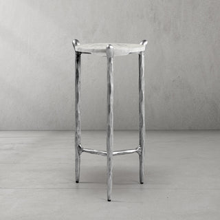 Hand-Forged Metal Round  Horn Marble Coffee Table & Side Table