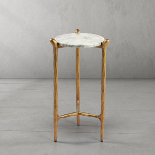 Hand-Forged Metal Round  Horn Marble Coffee Table & Side Table