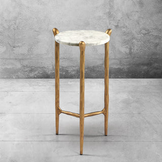 Hand-Forged Metal Round  Horn Marble Coffee Table & Side Table