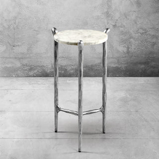 Hand-Forged Metal Round  Horn Marble Coffee Table & Side Table