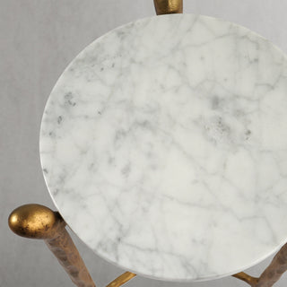 Hand-Forged Metal Round  Horn Marble Coffee Table & Side Table