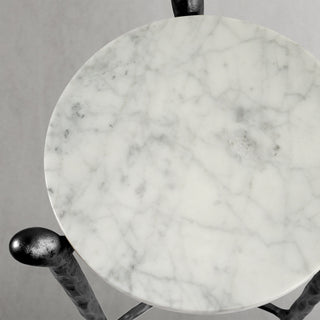 Hand-Forged Metal Round  Horn Marble Coffee Table & Side Table