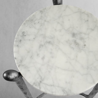 Hand-Forged Metal Round  Horn Marble Coffee Table & Side Table