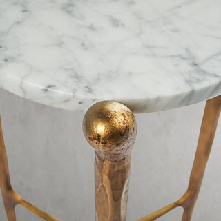 Hand-Forged Metal Round  Horn Marble Coffee Table & Side Table