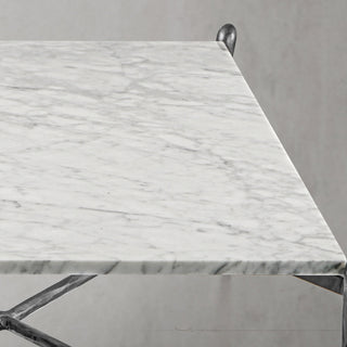 Hand-Forged Metal Square Horn Marble Coffee Table 39" 50"
