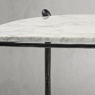 Hand-Forged Metal Horn Semi-Circle Marble Console Table