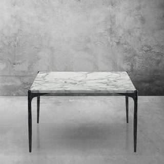 Hand-Forged Metal Rectangle Horn Marble Coffee Table 48"W
