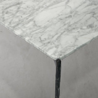 Hand-Forged Metal Rectangle Horn Marble Coffee Table 48"W