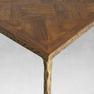 Hand-Forged Metal Metal Frame Elm Wood Console Table