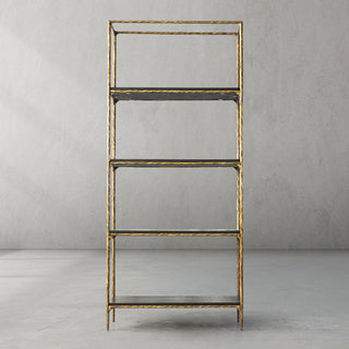 Hand-Forged Metal White Marble Shelving