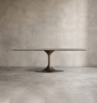 Saint Germain Stone Top Dining Table with Launette Steel Base: Modern Style Dining Room Leisure & Gathering Dining Table