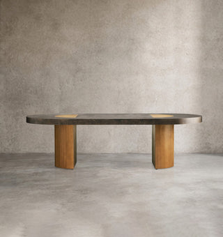Yukas Reclaimed Acacia Wood Oval Dining Table | Luxury Organic Modern Dining Room Table