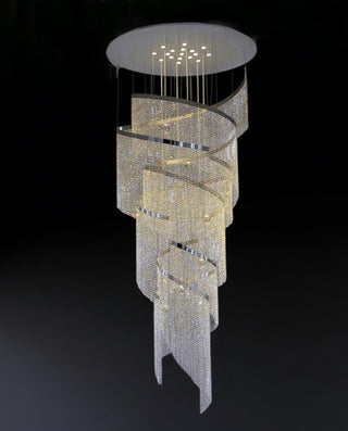 Contemporary Long Spiral Chandelier for Staircase 63"W 157"H
