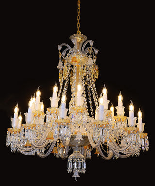 Duplicated 24 Lights Clear & Amber Baccarat Crystal Lighting Chandelier