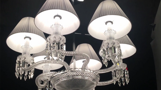 High Quality Lustre Baccarat Copied Tourbillon Baccarat Chandelier with White Lampshades