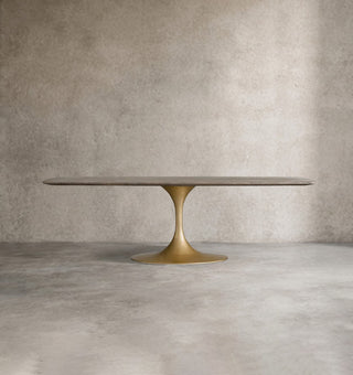 Saint Germain Stone Top Dining Table with Launette Steel Base: Modern Style Dining Room Leisure & Gathering Dining Table