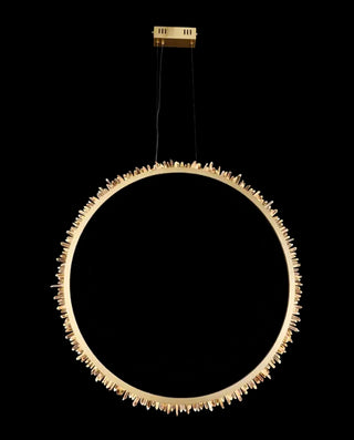 Single Ring Geode Quartz Crystal Pendant Light