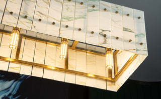 Modern Rectangular Luxury Stone Linear Chandelier
