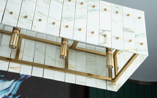 Modern Rectangular Luxury Stone Linear Chandelier
