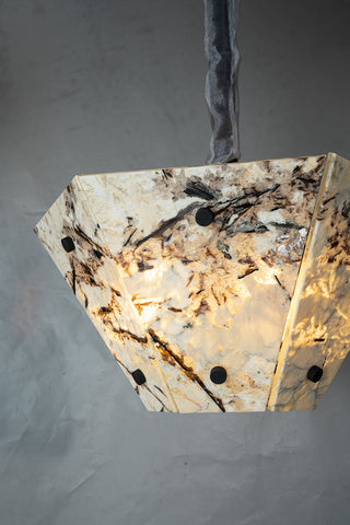 Modern Faceted Snowcrest White Luxury Marble Chandelier