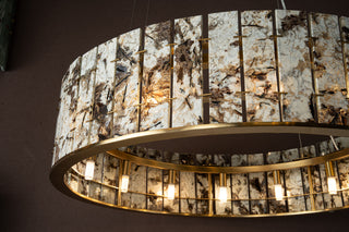 Modern Sculptural  Luxury Marble Drum Chandelier