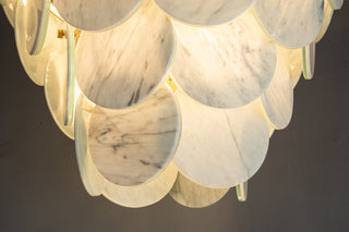 Modern Pearl Mist Gray Luxury Marble Petal Chandelier