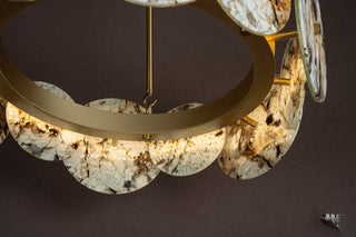 Modern Sculptural Snowcrest White Luxury Marble LED Chandelier