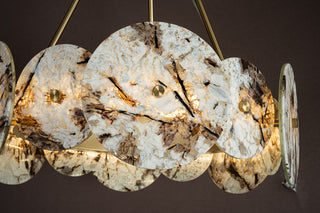 Modern Sculptural Snowcrest White Luxury Marble LED Chandelier