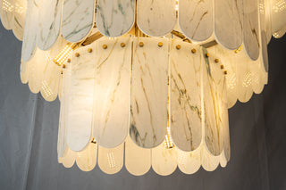 Modern Three-Tier Emerald White Jade Luxury Marble Chandelier