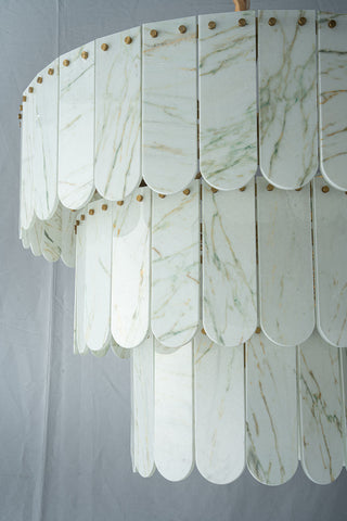 Modern Three-Tier Emerald White Jade Luxury Marble Chandelier