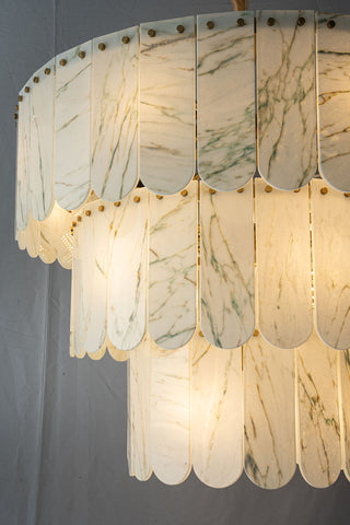 Modern Three-Tier Emerald White Jade Luxury Marble Chandelier