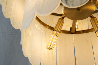 Modern Three-Tier Emerald White Jade Luxury Marble Chandelier